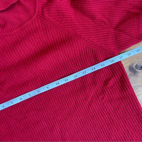 Erdos Red Cashmere Turtleneck Sweater - Picture 7 of 10